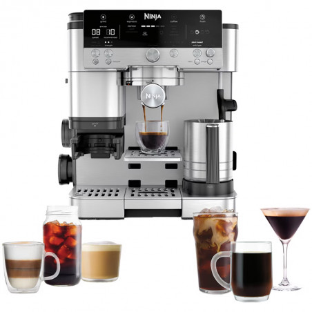 Espressor automat 3in1 Ninja Luxe Café Premier ES601, 1650W, 15 bar, 2 L, Barista Assist, Spumare fara contact, Rasnita incorporata, 4 moduri, 3 setari temperatura, Inox/Negru