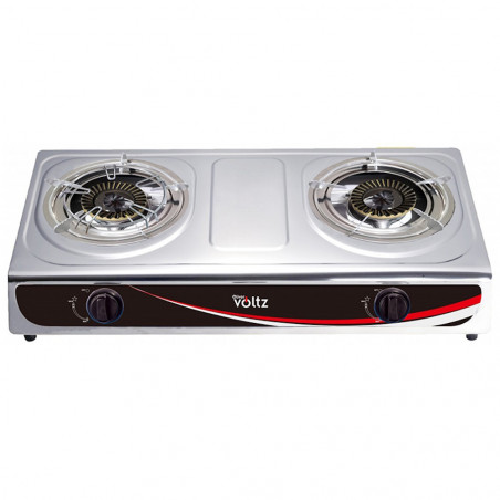 Aragaz dublu Oliver Voltz OV51454BD, 6.9 kWh, 30 mbar, Aprindere automata, 2 suport fonta, Inox