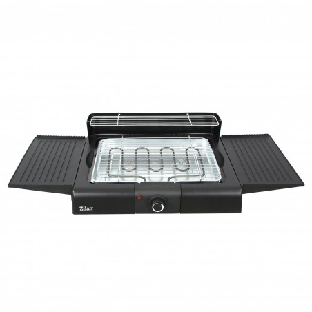 Gratar electric pe suport Zilan ZLN 3789, 2400W, 43x28 cm, Protectie vant, Reglarea gratarului, Negru