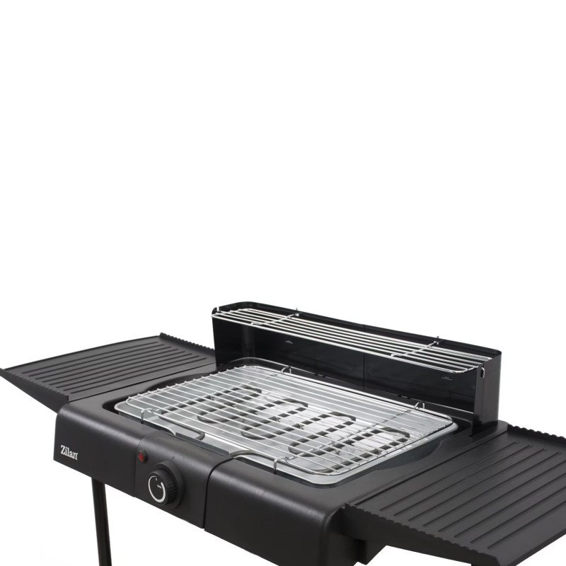 Gratar electric pe suport Zilan ZLN 3789, 2400W, 43x28 cm, Protectie vant, Reglarea gratarului, Negru