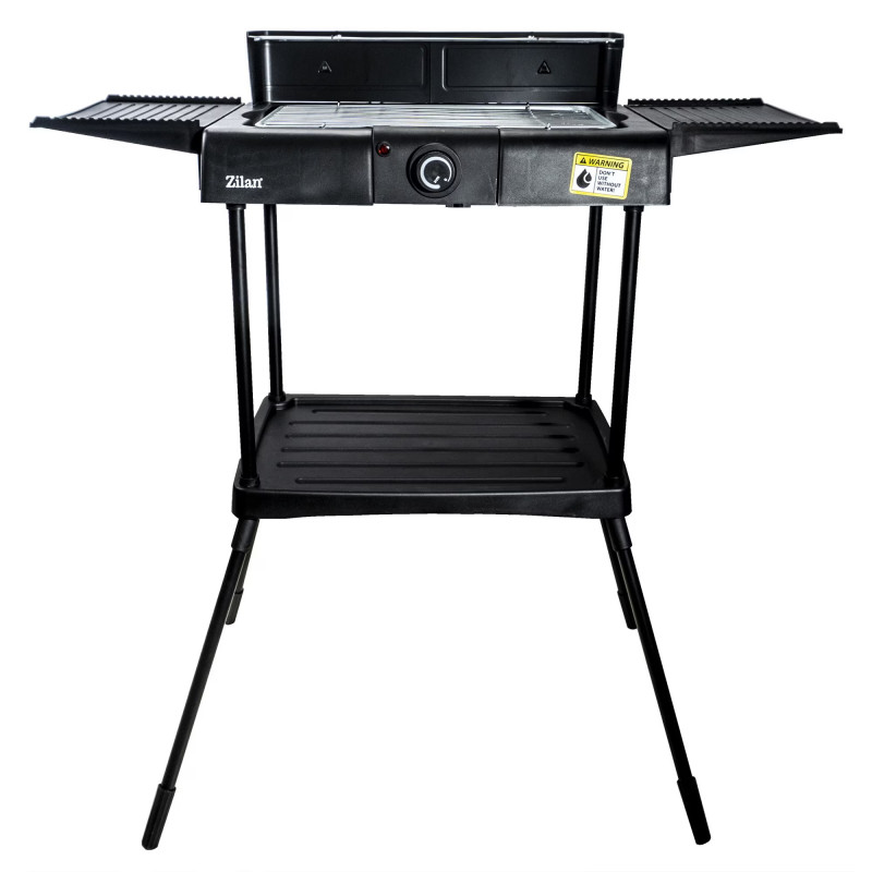 Gratar electric pe suport Zilan ZLN 3789, 2400W, 43x28 cm, Protectie vant, Reglarea gratarului, Negru