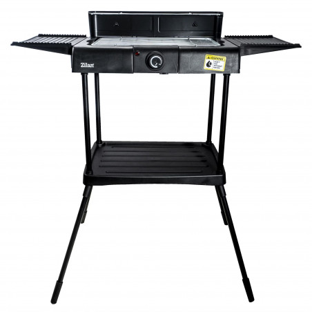 Gratar electric pe suport Zilan ZLN 3789, 2400W, 43x28 cm, Protectie vant, Reglarea gratarului, Negru
