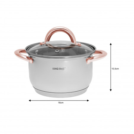 Set oale si tigai Kinghoff KH 1765, 12 h, Inductie, Inox / Golden rose