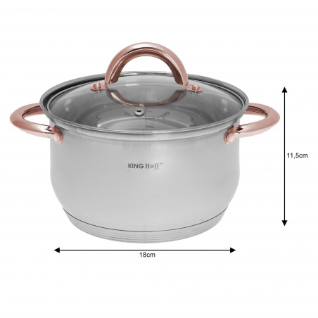 Set oale si tigai Kinghoff KH 1765, 12 h, Inductie, Inox / Golden rose