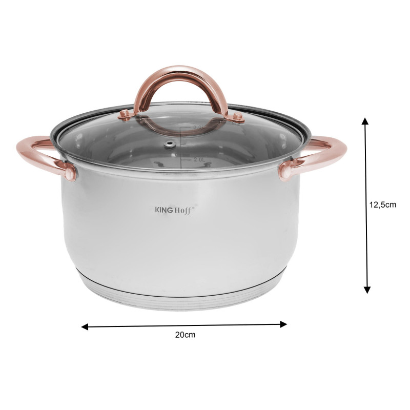 Set oale si tigai Kinghoff KH 1765, 12 h, Inductie, Inox / Golden rose