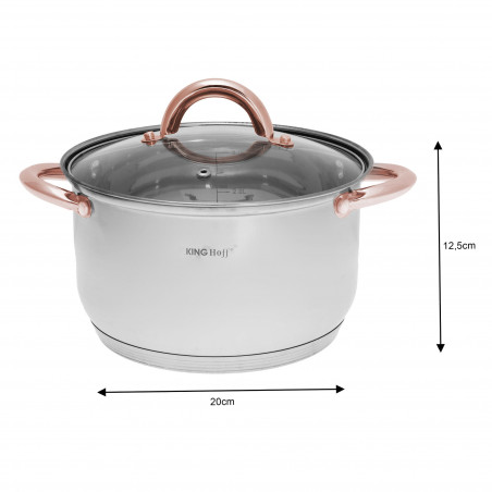 Set oale si tigai Kinghoff KH 1765, 12 h, Inductie, Inox / Golden rose