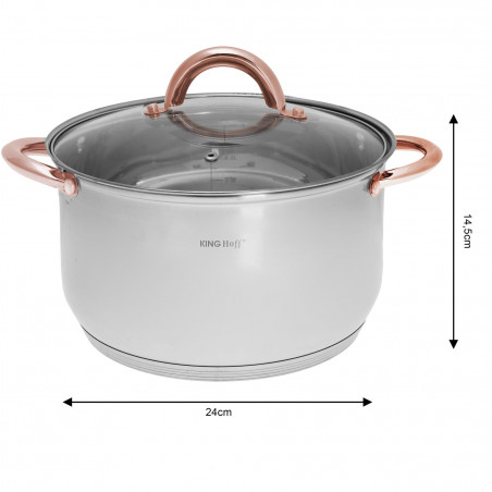 Set oale si tigai Kinghoff KH 1765, 12 h, Inductie, Inox / Golden rose