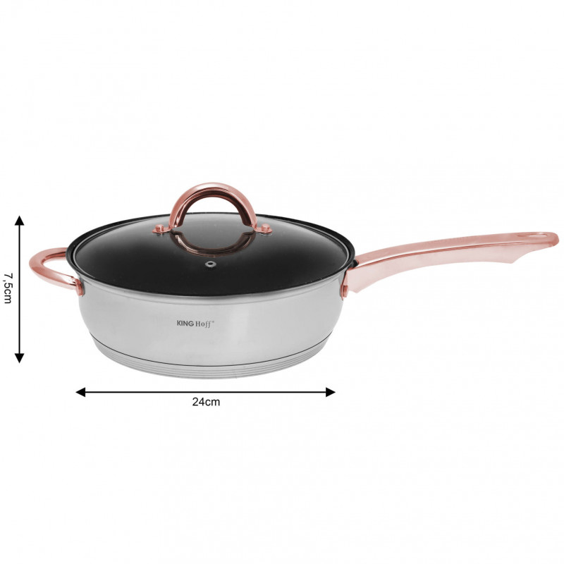 Set oale si tigai Kinghoff KH 1765, 12 h, Inductie, Inox / Golden rose