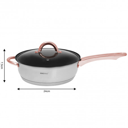 Set oale si tigai Kinghoff KH 1765, 12 h, Inductie, Inox / Golden rose