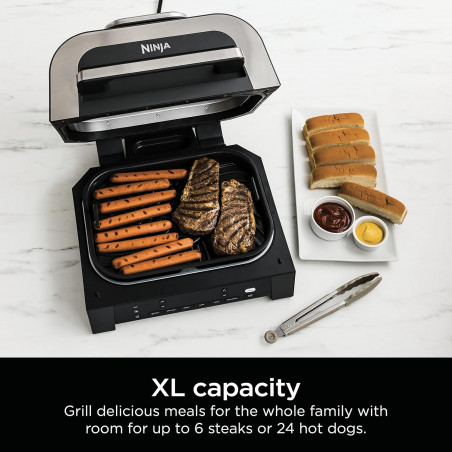 6in1 Ninja Foodi Smart DG551EU grill electric, 1760W, 6 moduri de gătit, 4L friteuză, 4L vas de gătit, Grill, 260C MAX, Inox / negru