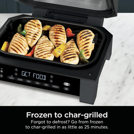 6in1 Ninja Foodi Smart DG551EU grill electric, 1760W, 6 moduri de gătit, 4L friteuză, 4L vas de gătit, Grill, 260C MAX, Inox / negru
