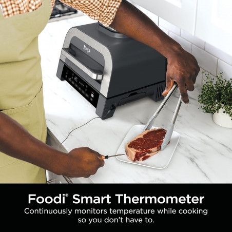 6in1 Ninja Foodi Smart DG551EU grill electric, 1760W, 6 moduri de gătit, 4L friteuză, 4L vas de gătit, Grill, 260C MAX, Inox / negru