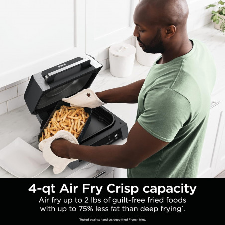 6in1 Ninja Foodi Smart DG551EU grill electric, 1760W, 6 moduri de gătit, 4L friteuză, 4L vas de gătit, Grill, 260C MAX, Inox / negru