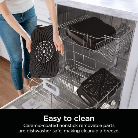 6in1 Ninja Foodi Smart DG551EU grill electric, 1760W, 6 moduri de gătit, 4L friteuză, 4L vas de gătit, Grill, 260C MAX, Inox / negru
