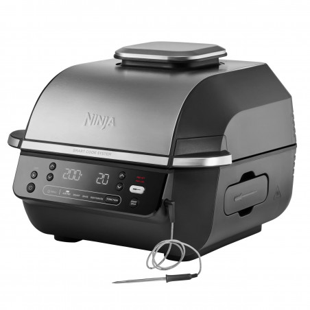 Friteuza cu aer cald si grill 5in1 Ninja Foodi Smart EG351EU, 1760W, 5.7 L, Pana la 4 portii, 5 moduri, Cyclonic Air, Smart Cook, Acoperire ceramica, Negru/Inox