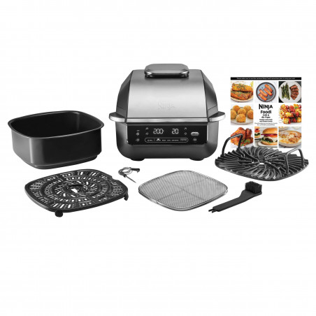 Friteuza cu aer cald si grill 5in1 Ninja Foodi Smart EG351EU, 1760W, 5.7 L, Pana la 4 portii, 5 moduri, Cyclonic Air, Smart Cook, Acoperire ceramica, Negru/Inox