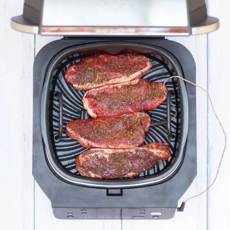 Friteuza cu aer cald si grill 5in1 Ninja Foodi Smart EG351EU, 1760W, 5.7 L, Pana la 4 portii, 5 moduri, Cyclonic Air, Smart Cook, Acoperire ceramica, Negru/Inox