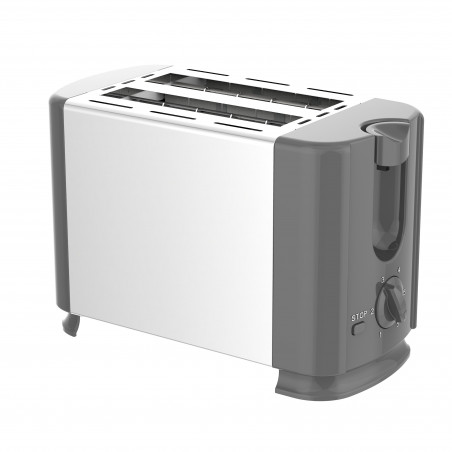 Prajitor de paine Rosberg R51440GS, 700W, 2 felii, 6 trepte, Suprafata exterioara fara incalzire, Alb/Gri