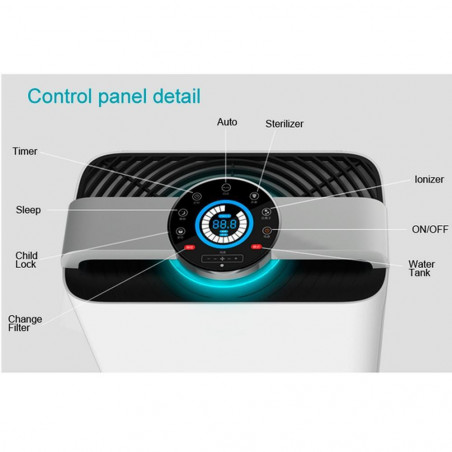Purificator de aer cu umidificator 2in1 Oberon 488, Wi-Fi, 85W, Pana la 60 m², 488 m³/h, 8 viteze, Ionizare, Telecomandă, Ecran tactil, Wi-FI, Alb/Negru