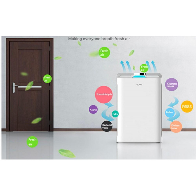 Purificator de aer cu umidificator 2in1 Oberon 488, Wi-Fi, 85W, Pana la 60 m², 488 m³/h, 8 viteze, Ionizare, Telecomandă, Ecran tactil, Wi-FI, Alb/Negru