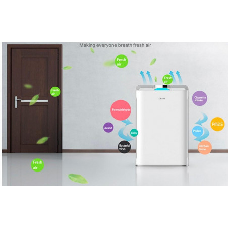 Purificator de aer cu umidificator 2in1 Oberon 488, Wi-Fi, 85W, Pana la 60 m², 488 m³/h, 8 viteze, Ionizare, Telecomandă, Ecran tactil, Wi-FI, Alb/Negru