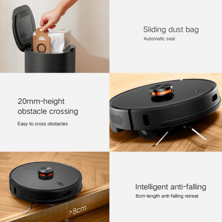Aspirator robot Xiaomi LYDSTO R1 Pro, 50W, Li-ion 5200 mAh, 3000 Pa, Wi-Fi, Umed / uscat, Autogolire, Autonomie pana la 200 min, Negru