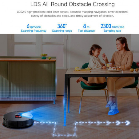 Aspirator robot Xiaomi LYDSTO R1 Pro, 50W, Li-ion 5200 mAh, 3000 Pa, Wi-Fi, Umed / uscat, Autogolire, Autonomie pana la 200 min, Negru