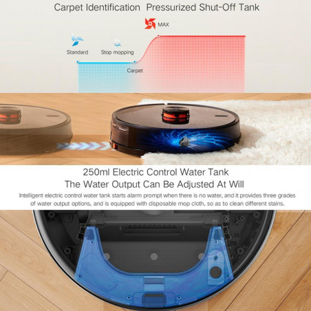 Aspirator robot Xiaomi LYDSTO R1 Pro, 50W, Li-ion 5200 mAh, 3000 Pa, Wi-Fi, Umed / uscat, Autogolire, Autonomie pana la 200 min, Negru