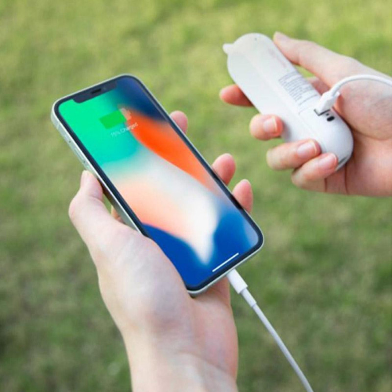 Ventilator, lanterna si baterie portabila 3in1 Thermo Xiaomi, 4x3.3x12 cm, Alb