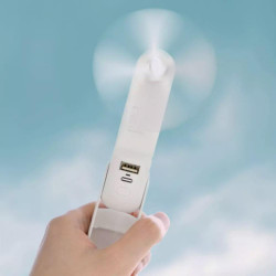 Ventilator, lanterna si baterie portabila 3in1 Thermo Xiaomi, 4x3.3x12 cm, Alb