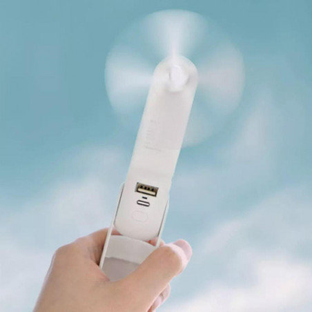 Ventilator, lanterna si baterie portabila 3in1 Thermo Xiaomi, 4x3.3x12 cm, Alb