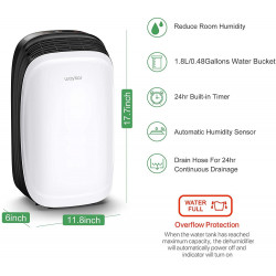 Dezumidificator Attractive TRITON 10, 175W, 1.8 L, 10l/24h, R290, Timer, Dezghetare automata, Senzor de umiditate, Alb/Negru