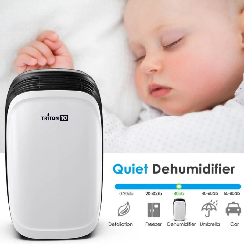 Dezumidificator Attractive TRITON 10, 175W, 1.8 L, 10l/24h, R290, Timer, Dezghetare automata, Senzor de umiditate, Alb/Negru