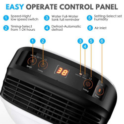 Dezumidificator Attractive TRITON 10, 175W, 1.8 L, 10l/24h, R290, Timer, Dezghetare automata, Senzor de umiditate, Alb/Negru