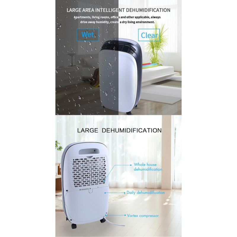 Dezumidificator Attractive TRITON 10, 175W, 1.8 L, 10l/24h, R290, Timer, Dezghetare automata, Senzor de umiditate, Alb/Negru
