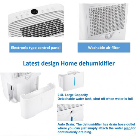 Dezumidificator Attractive TRITON 20, 340W, 2.5 L, Pana la 24L/24h, R290, Timer, Dezghetare automata, Senzor de umiditate, Alb