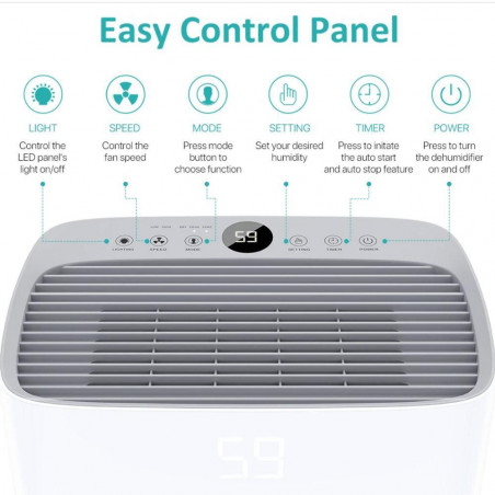 Dezumidificator Attractive TRITON 20, 340W, 2.5 L, Pana la 24L/24h, R290, Timer, Dezghetare automata, Senzor de umiditate, Alb