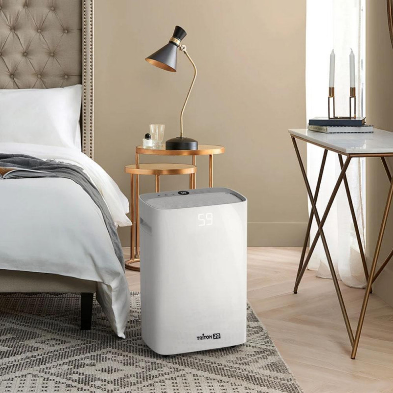 Dezumidificator Attractive TRITON 20, 340W, 2.5 L, Pana la 24L/24h, R290, Timer, Dezghetare automata, Senzor de umiditate, Alb