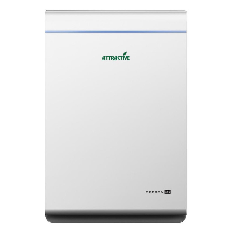Purificator de aer Attractive Oberon 350, 85W, Pana la 65 m², 350 m³/h, 3 viteze, Wi-Fi, Ionizare, Senzori inteligenti, Telecomanda, Ecran tactil, Alb/Negru