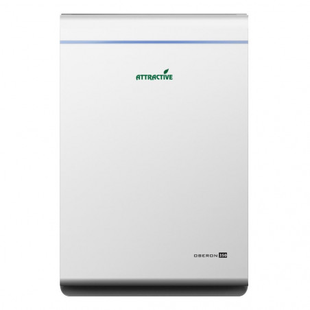Purificator de aer Attractive Oberon 350, 85W, Pana la 65 m², 350 m³/h, 3 viteze, Wi-Fi, Ionizare, Senzori inteligenti, Telecomanda, Ecran tactil, Alb/Negru