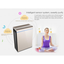 Purificator de aer Attractive Oberon 350, 85W, Pana la 65 m², 350 m³/h, 3 viteze, Wi-Fi, Ionizare, Senzori inteligenti, Telecomanda, Ecran tactil, Alb/Negru