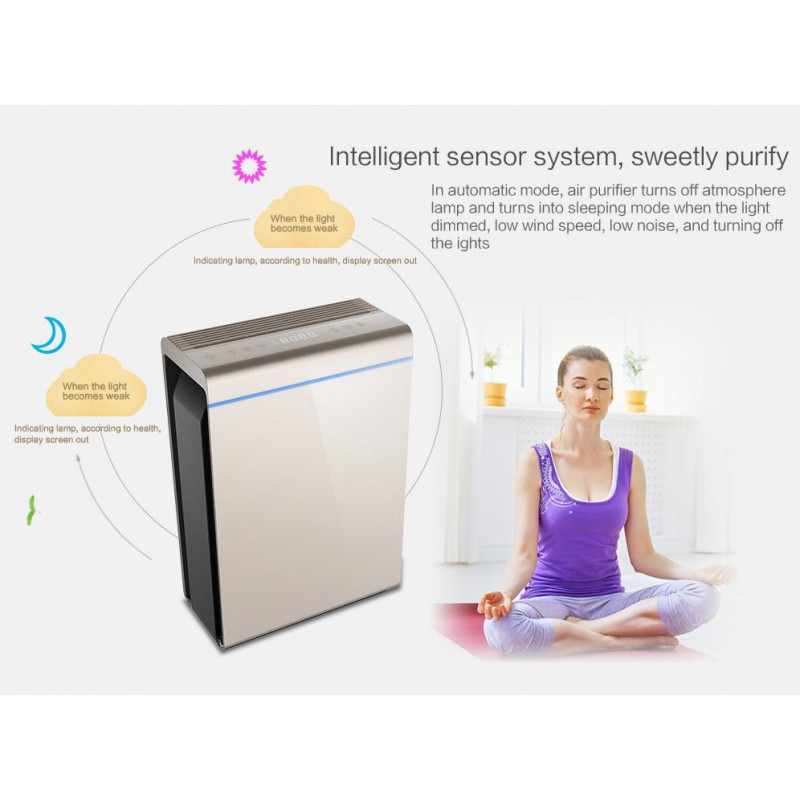 Purificator de aer Attractive Oberon 350, 85W, Pana la 65 m², 350 m³/h, 3 viteze, Wi-Fi, Ionizare, Senzori inteligenti, Telecomanda, Ecran tactil, Alb/Negru