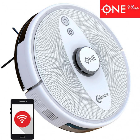 Aspirator robot MAGNUM ONE Plus, Li-ion 3200 mAh, 50W, 3000 Pa, 0.6 l, Wi-Fi, Control vocal, Programare, HEPA, Recunoastere camera, Alb