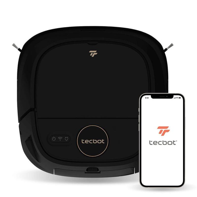 Robot aspirator Tecbot M1, Li-ion 5200 mAh, 4000 Pa, 0.5 l, HEPA, Wi-Fi, Autonomie pana la 160 min, Mop cu auto-curățare, Negru