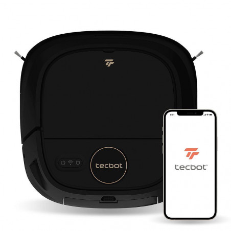 Robot aspirator Tecbot M1, Li-ion 5200 mAh, 4000 Pa, 0.5 l, HEPA, Wi-Fi, Autonomie pana la 160 min, Mop cu auto-curățare, Negru
