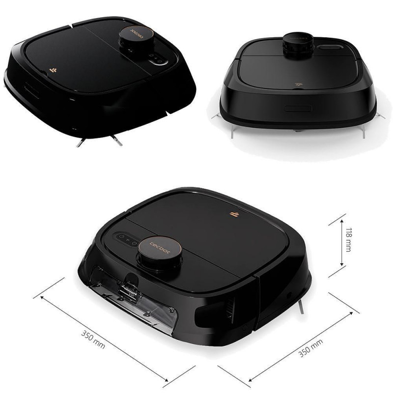 Robot aspirator Tecbot M1, Li-ion 5200 mAh, 4000 Pa, 0.5 l, HEPA, Wi-Fi, Autonomie pana la 160 min, Mop cu auto-curățare, Negru