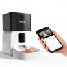 Dozator automat SMART granule pentru caini si pisici MYNA, 5 l, Camera, Aplicatie Wi-Fi, Blocare buton, Mancare uscata, Alb/Negru