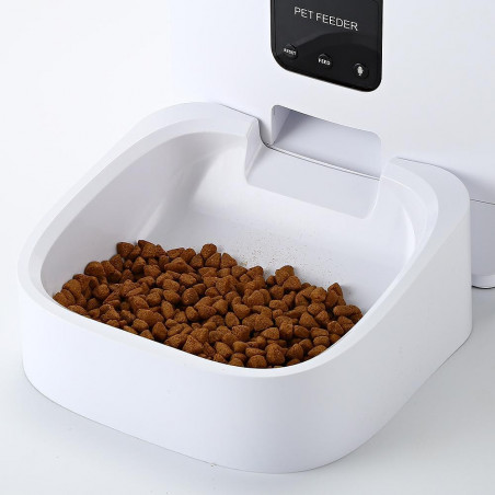 Dozator automat SMART granule pentru caini si pisici MYNA, 5 l, Camera, Aplicatie Wi-Fi, Blocare buton, Mancare uscata, Alb/Negru