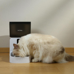 Dozator automat granule pentru caini si pisici MYNA , 5 L, Aplicatie Wi-Fi, Blocare buton, Hrana uscata, Alb/Negru