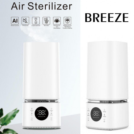 Umidificator de aer si sterilizator 2in1 Atractiv BREEZE, Pana la 40 m², 8 l, 360ml/h, 3 trepte, Ecran tactil, Ceata de apa si sterilizare, Alb